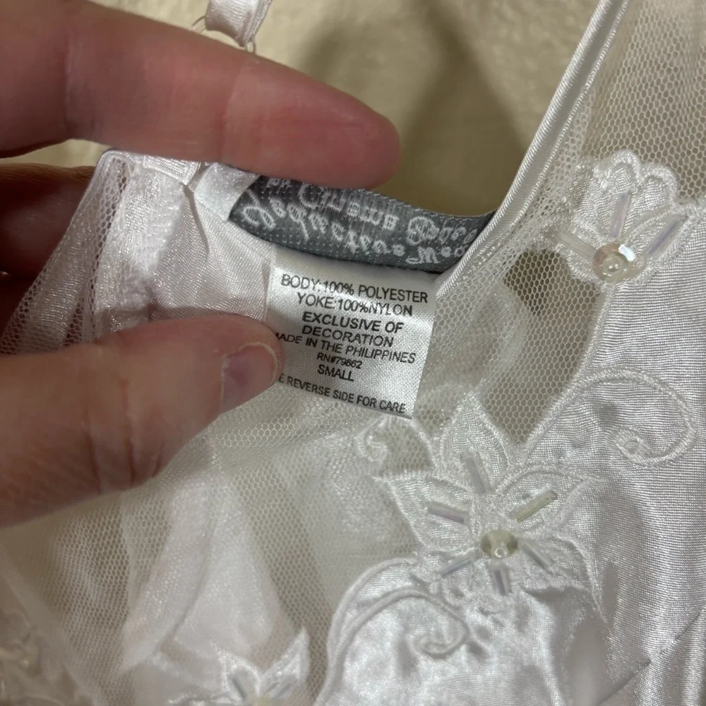 Seductive Wear by Cinema Exoile White Mesh Satin Nightie Bridal Set Size S